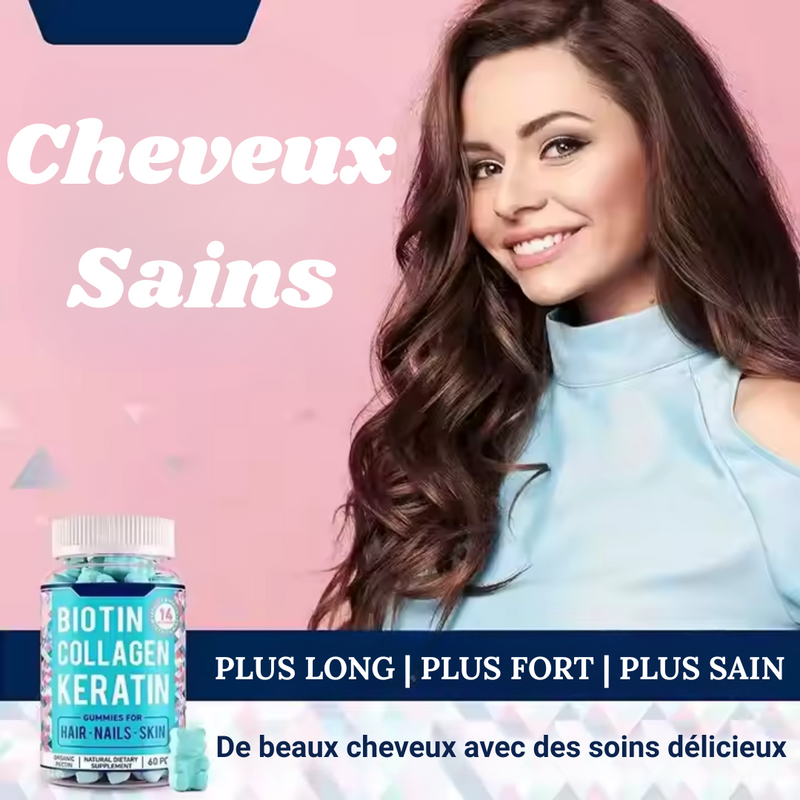 GUMMIES BEAUTÉ 3-en-1 – BIOTINE + COLLAGÈNE + KÉRATINE