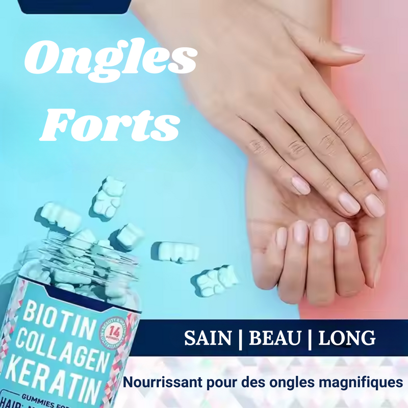 GUMMIES BEAUTÉ 3-en-1 – BIOTINE + COLLAGÈNE + KÉRATINE