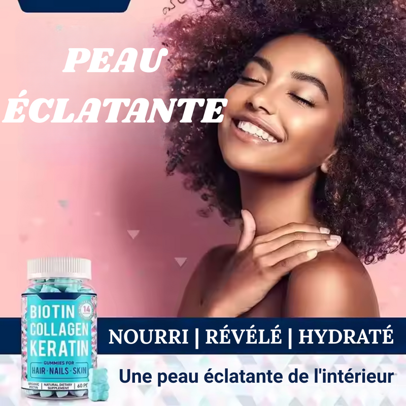 GUMMIES BEAUTÉ 3-en-1 – BIOTINE + COLLAGÈNE + KÉRATINE