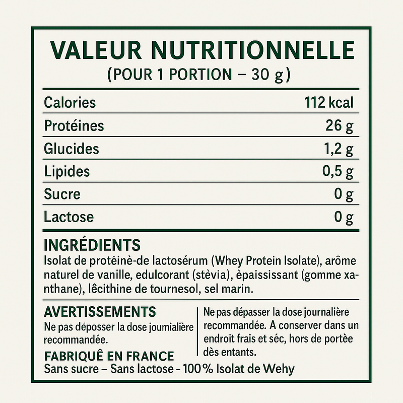 Whey Isolat – Saveur Vanille